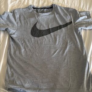 Nike Boys Gray Drifit Short Sleeve Tee with Black Logo